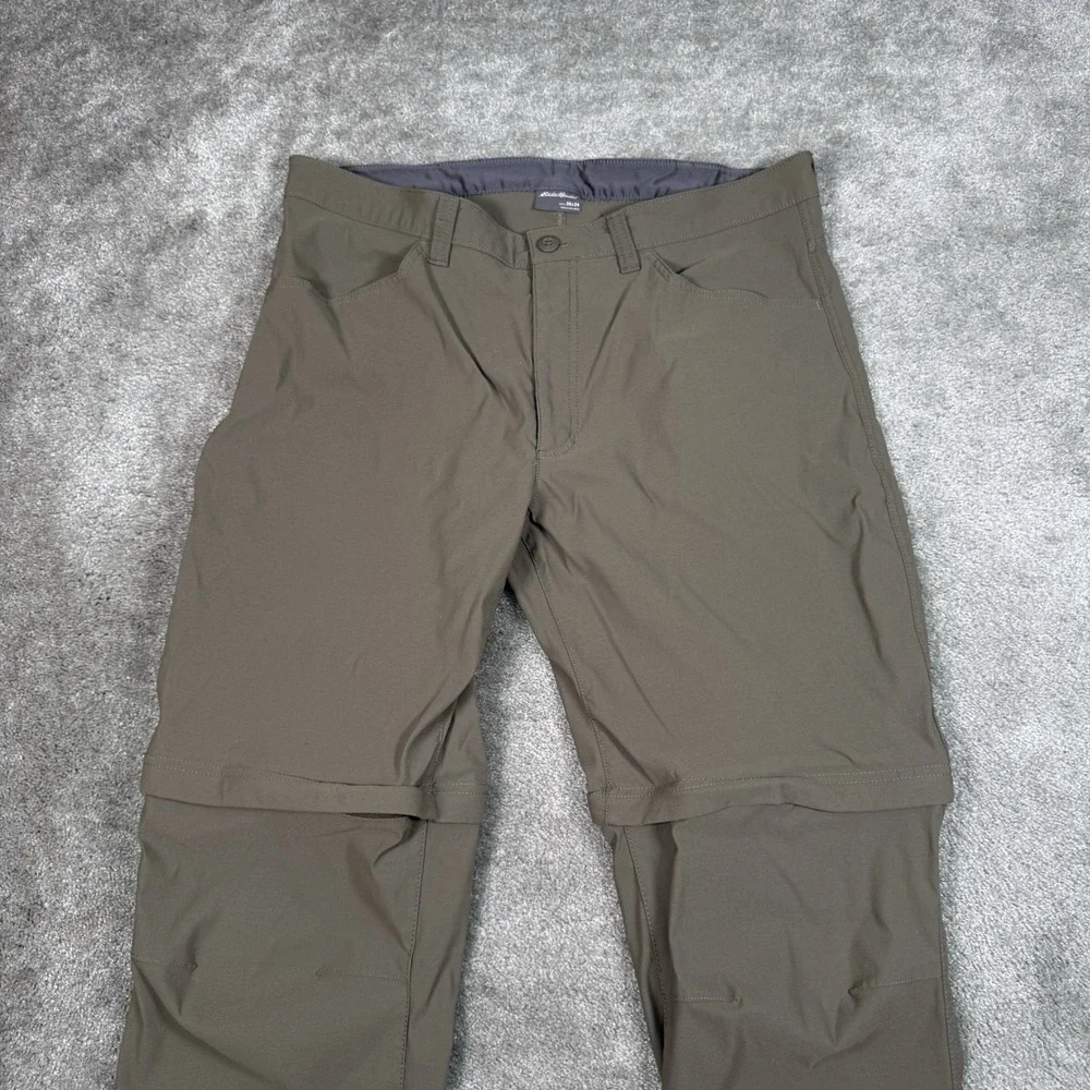 Eddie Bauer Convertible Tech‎ Pants Mens 38x34 Green Hiking Lightweight Shorts
